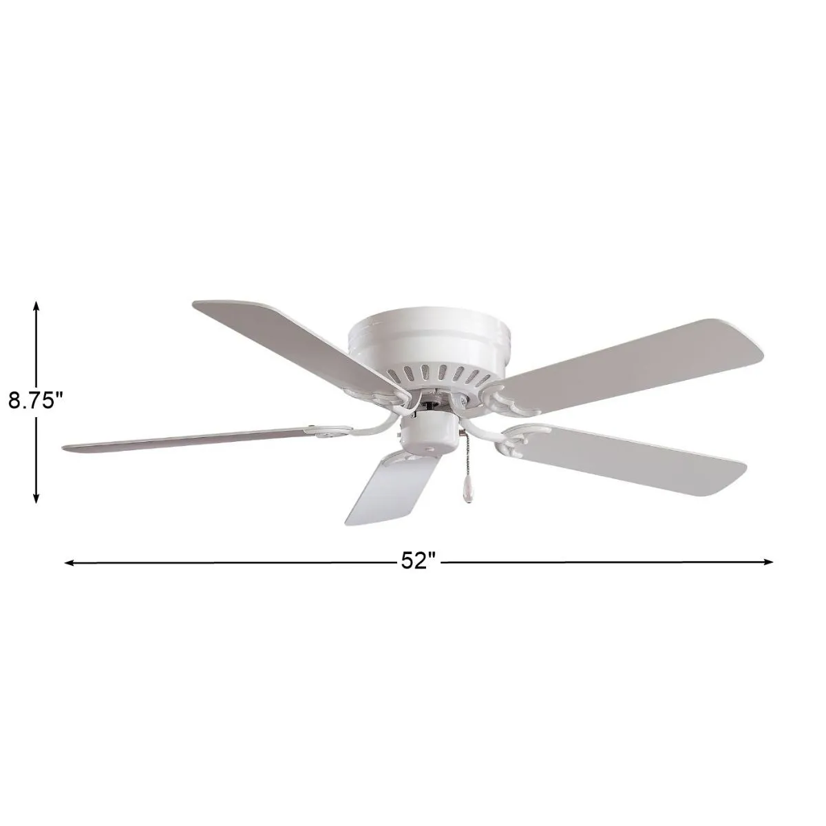 Mesa 52" White Flush Mount Ceiling Fan with Pull Chain