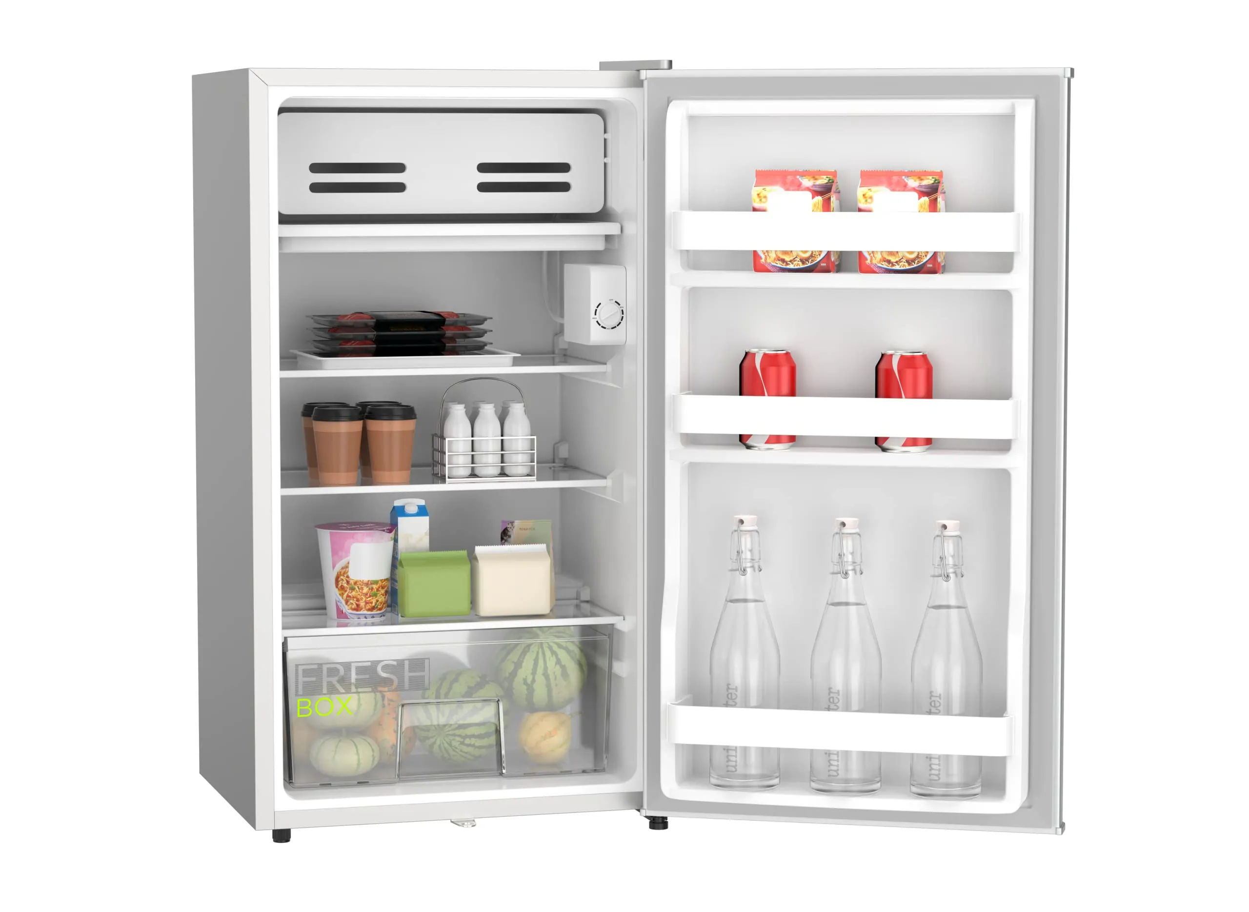 Midea 120L Single Door Refrigerator with Separate Chiller Compartment, 2L Bottle Holder, Adjustable Legs, 5 Year Compressor Warranty, Mini Fridge for Kitchen, Bedroom, Office & Bar, MDRD133FGE