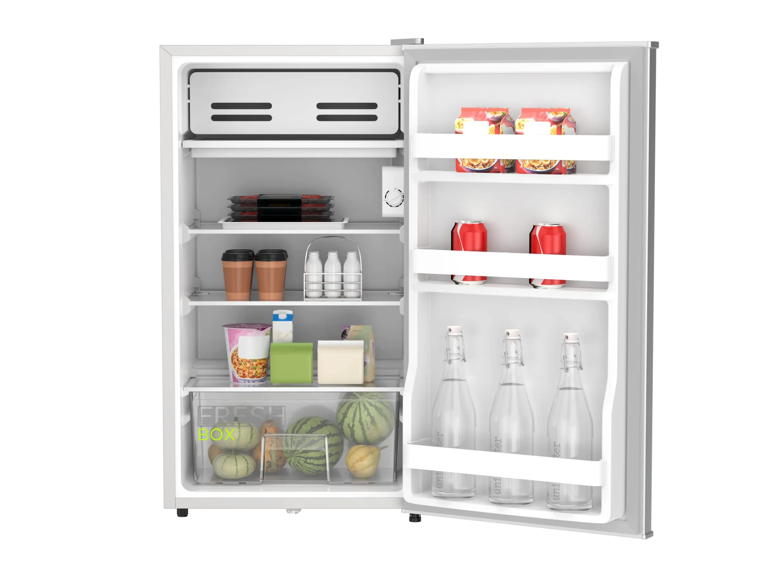 Midea 120L Single Door Refrigerator with Separate Chiller Compartment, 2L Bottle Holder, Adjustable Legs, 5 Year Compressor Warranty, Mini Fridge for Kitchen, Bedroom, Office & Bar, MDRD133FGE