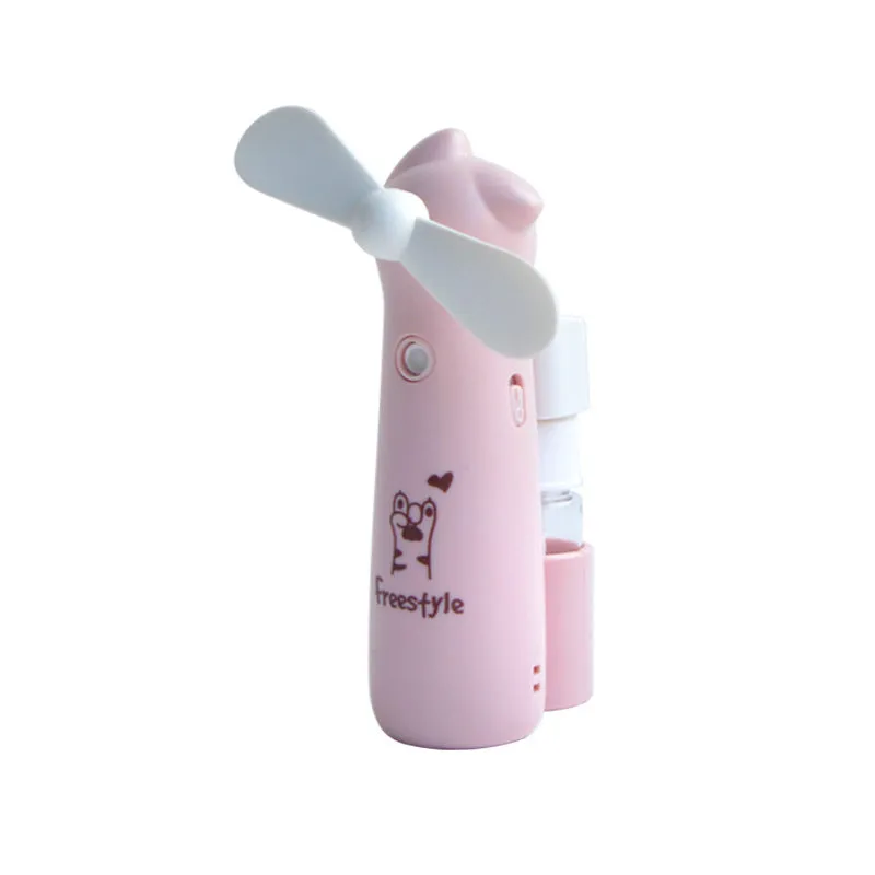 Mini Fan Halter Handheld Water Spray Creative Trending Student Mute Daily Fan Blue