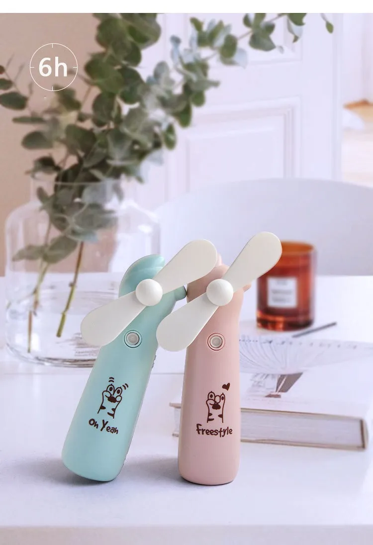 Mini Fan Halter Handheld Water Spray Creative Trending Student Mute Daily Fan Blue