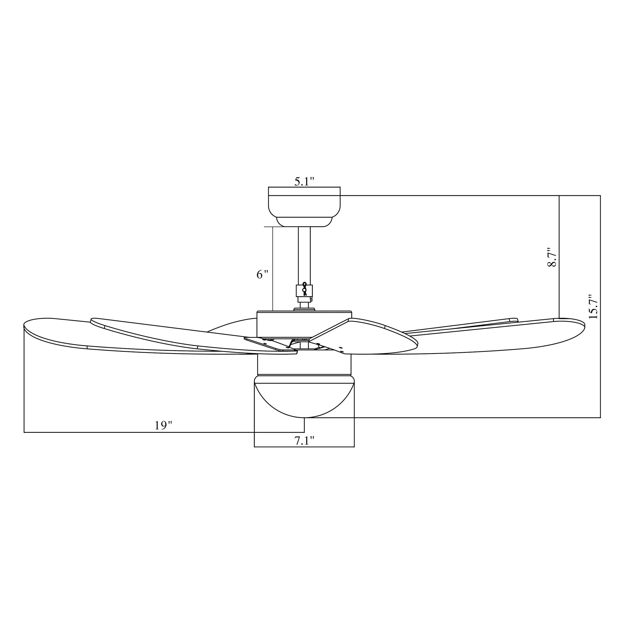 Minimus Smart Ceiling Fan with Light and wall switch 38 icnh