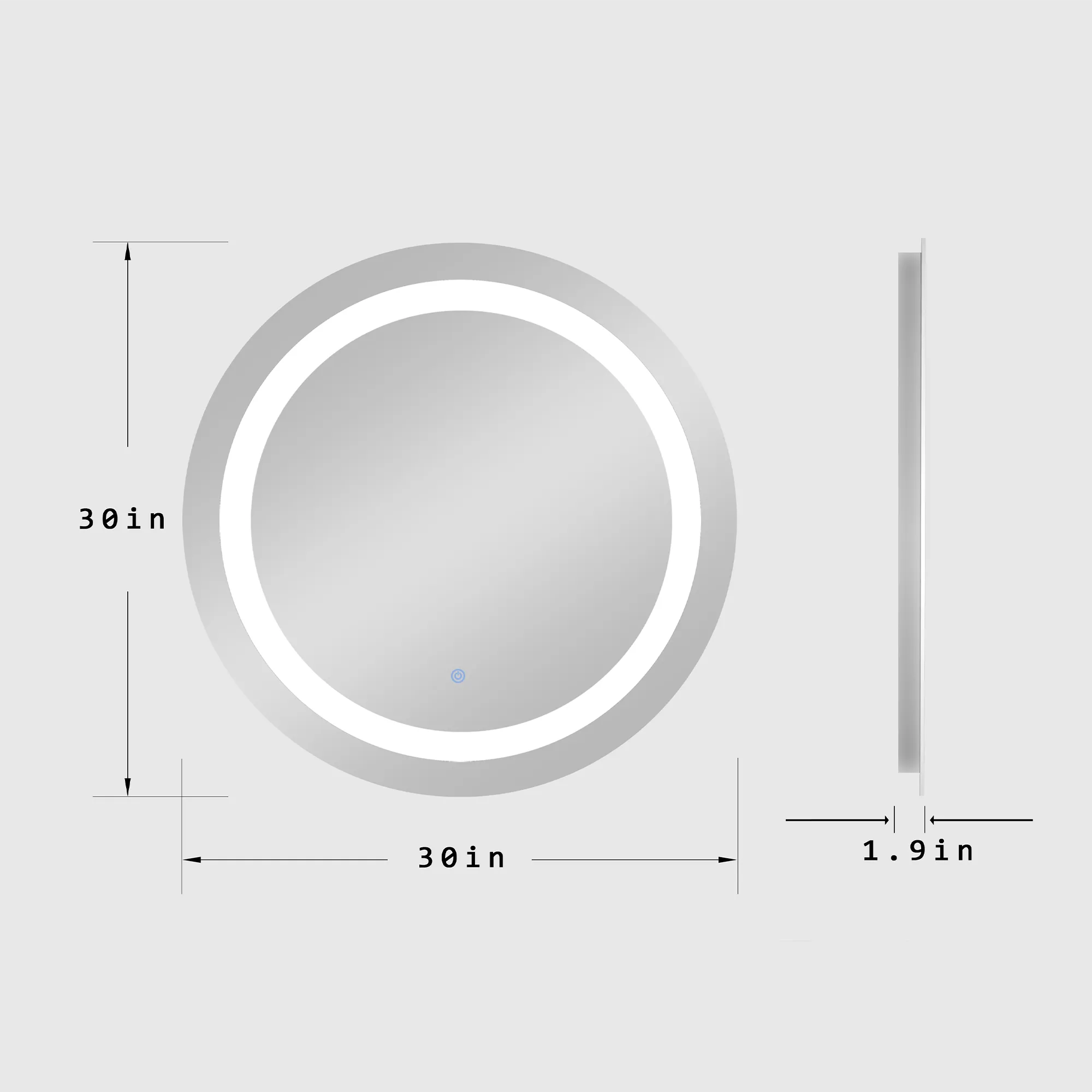 MIRPLUS 30'' Round LED Bathroom Mirror inner glow