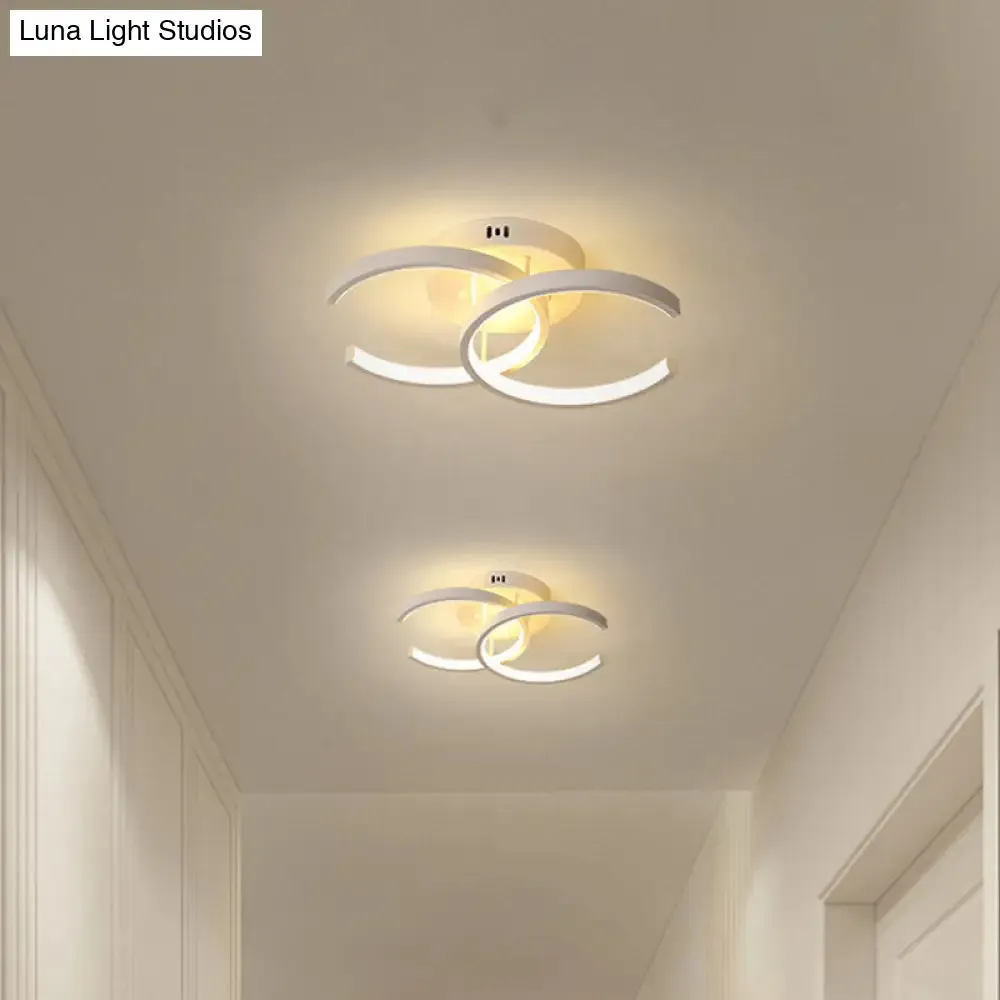 Modern LED Corridor Ceiling Light with Dual Metal Shades - Warm/White