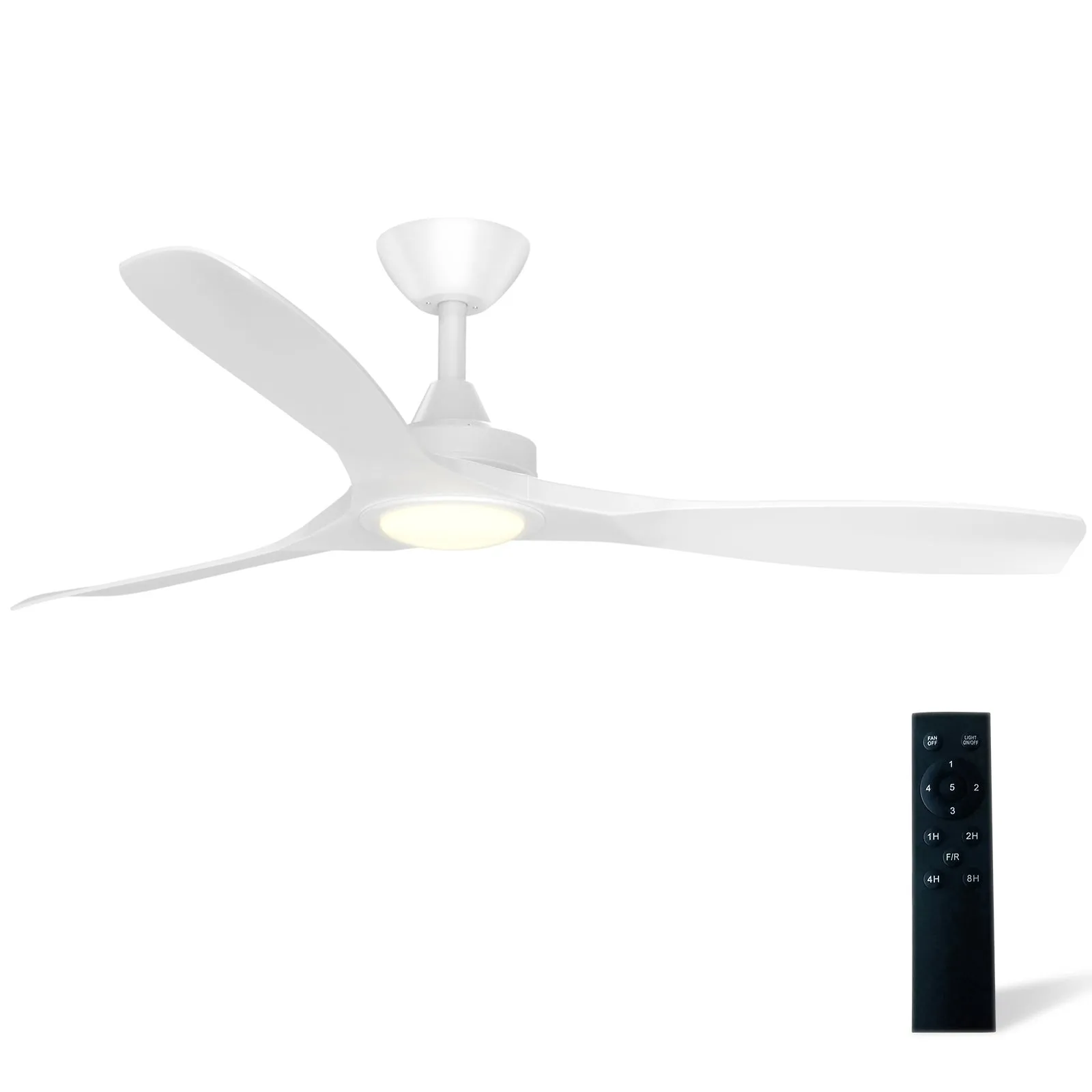Monterey 52 Inch Modern Ceiling Fan with LED Light Kit Tri-color and Remote Control Matt White