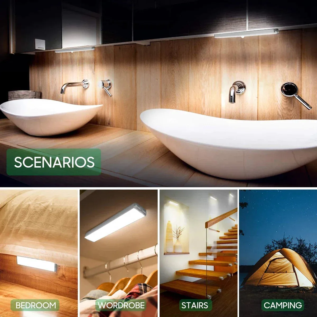 Motion Sensor Wireless LED Night Lights Bedroom Wall Decorative Lamp Staircase Closet Room Aisle Lighting