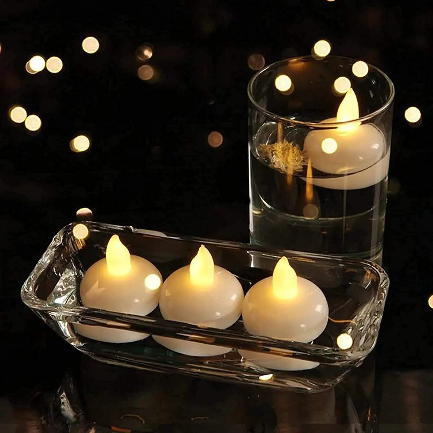 MRQUEE Chiya Water Sensor Artificial Floating Light Diya Water Activated Tea Lights, Waterproof Flameless Tea Lights, athtub Wedding Decoration Pack 12