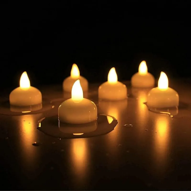 MRQUEE Chiya Water Sensor Artificial Floating Light Diya Water Activated Tea Lights, Waterproof Flameless Tea Lights, athtub Wedding Decoration Pack 12