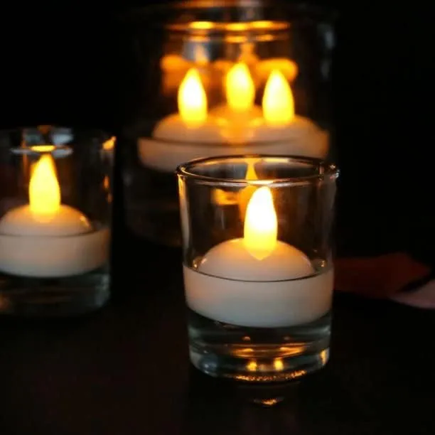 MRQUEE Chiya Water Sensor Artificial Floating Light Diya Water Activated Tea Lights, Waterproof Flameless Tea Lights, athtub Wedding Decoration Pack 12