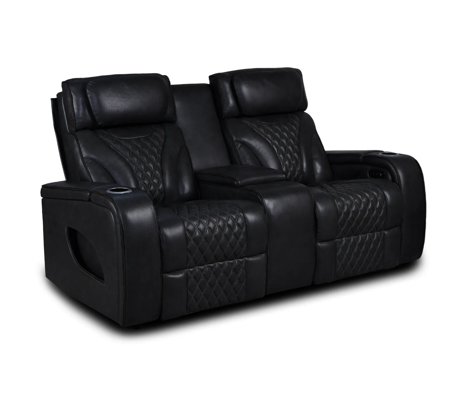 Nexus Loveseat w/ Console - Power Reclining w/ Power Headrests - Black Leather