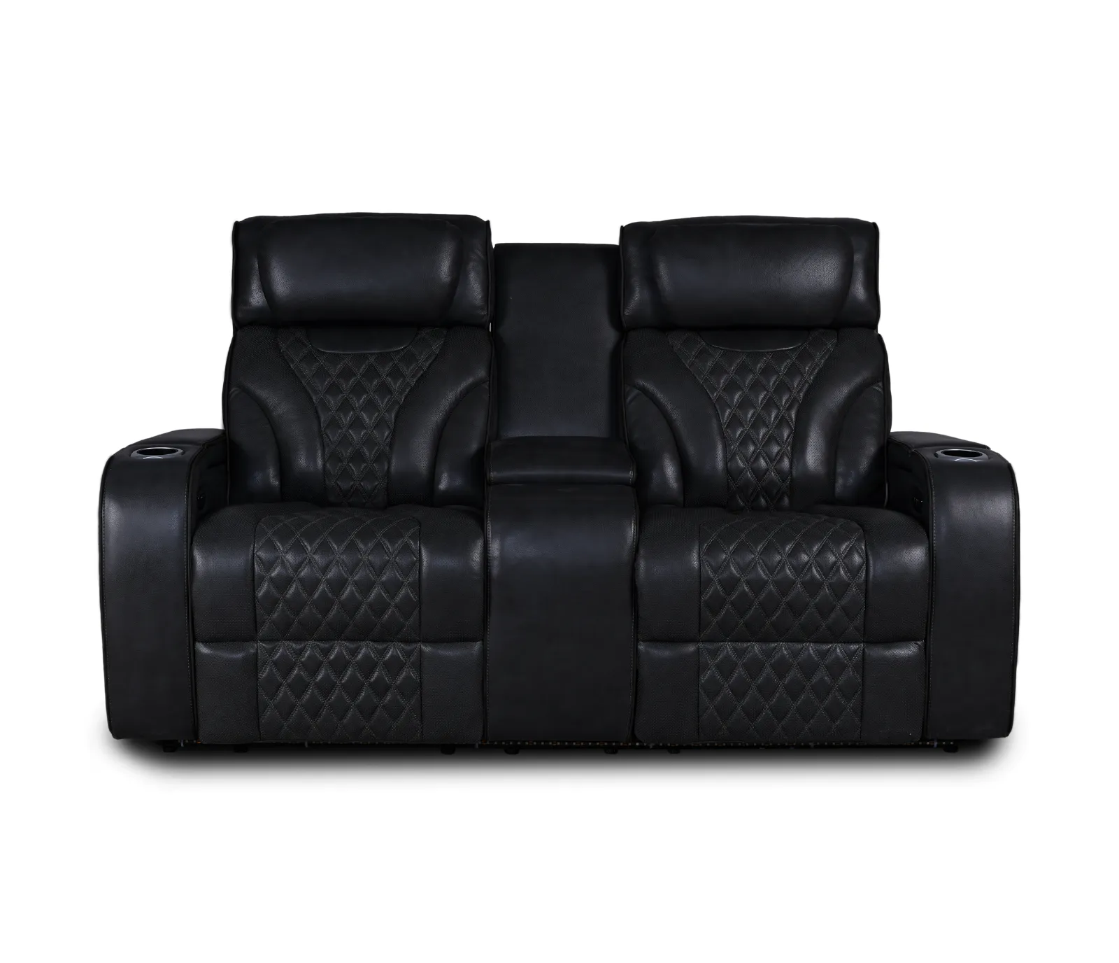 Nexus Loveseat w/ Console - Power Reclining w/ Power Headrests - Black Leather