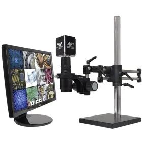 OC White TKMACZ-AF-D MacroZoom AF  Intelligent Auto Focus HD Video Inspection System with Dual Boom Stand, 22" LCD Monitor & Fiberoptic Dual Gooseneck Ring Light