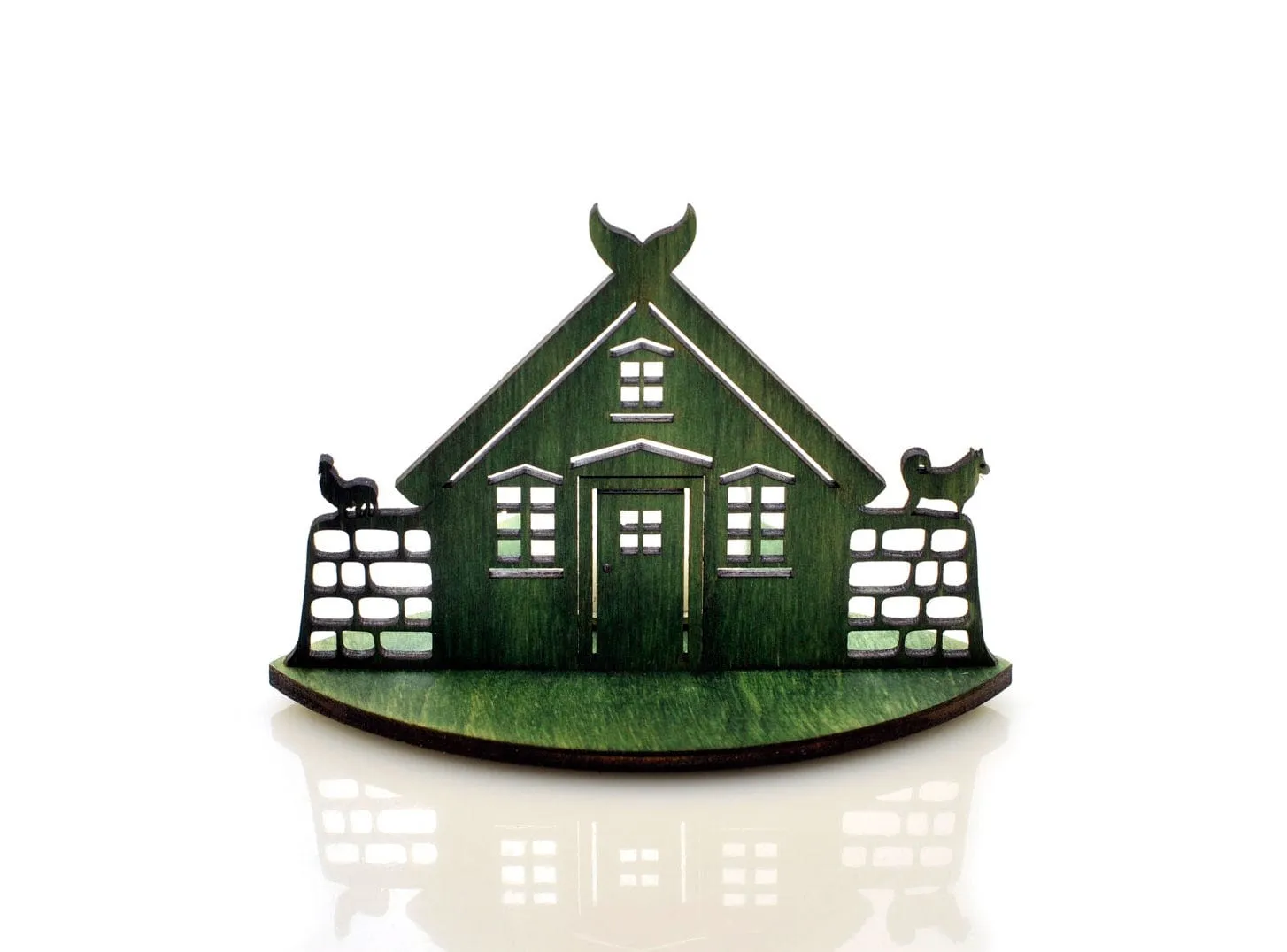 Old Icelandic Farmhouse Shaped Plywood Candle Holder Laser Cut