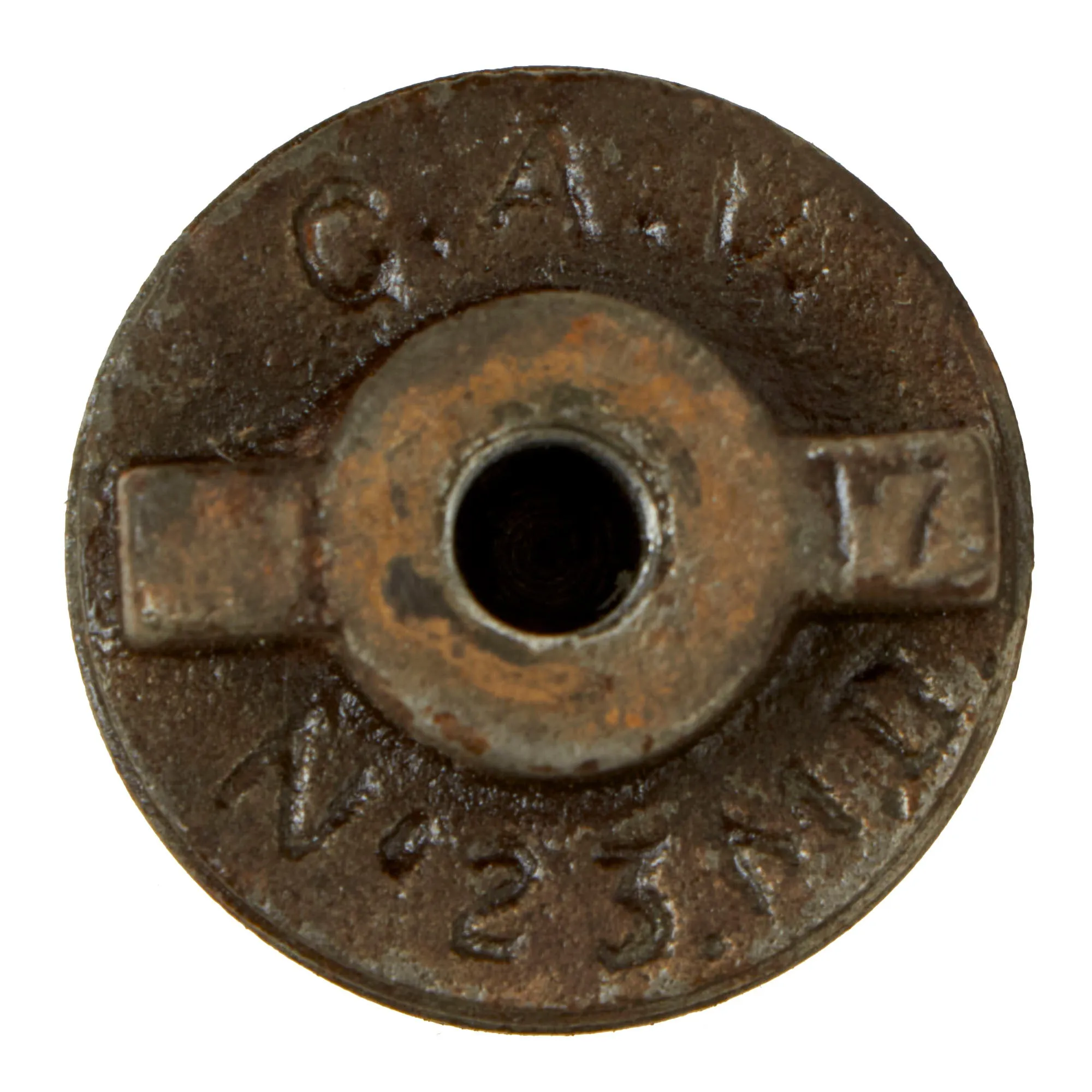 Original British WWI Inert Mills Bomb No. 23 MKII With Cup Discharger Plate - Both Dated 1917