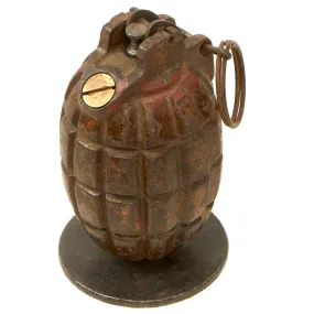 Original British WWI Inert Mills Bomb No. 23 MKII With Cup Discharger Plate - Both Dated 1917