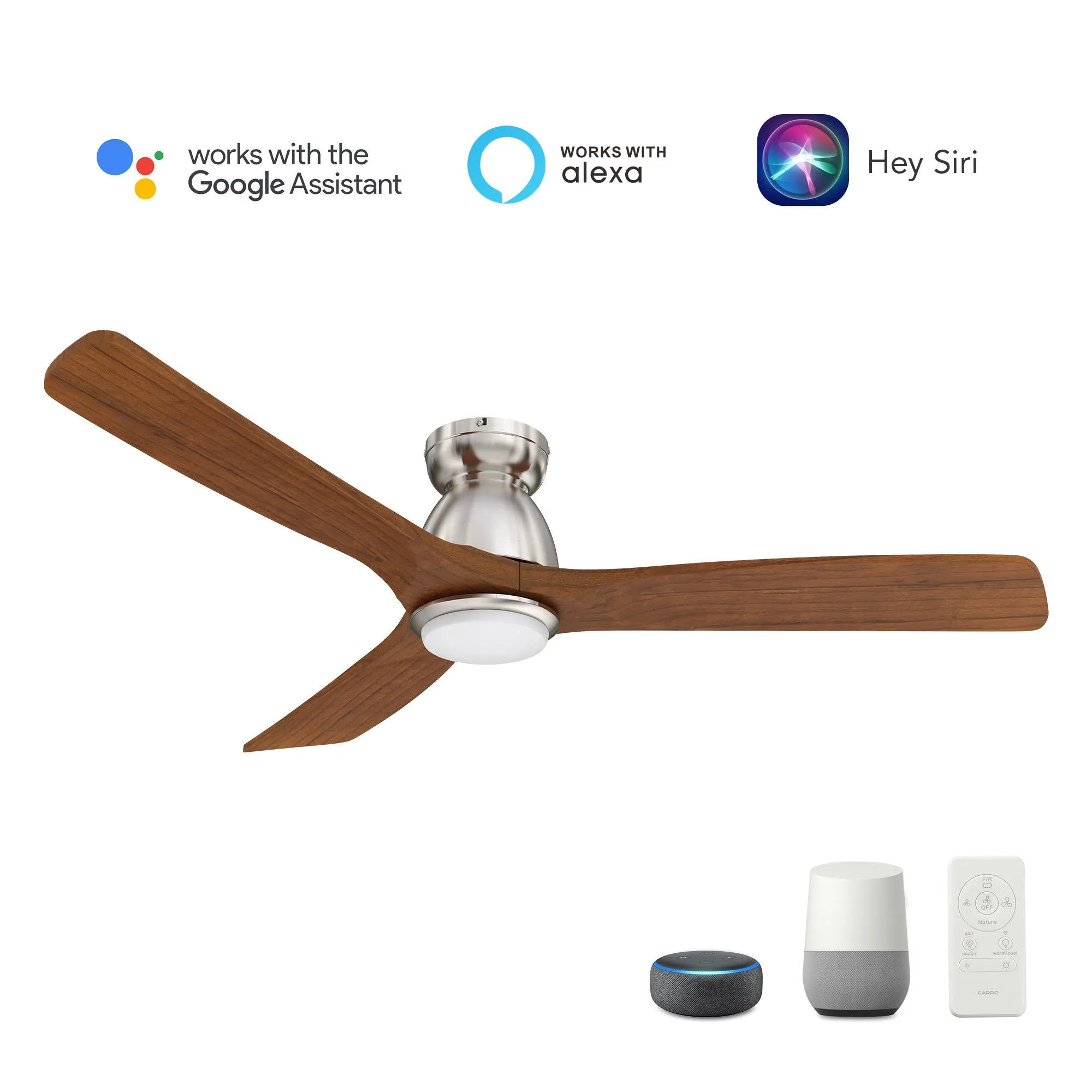 Oswego Smart Low Profile Outdoor/indoor Fan with LED Light Remote 52”