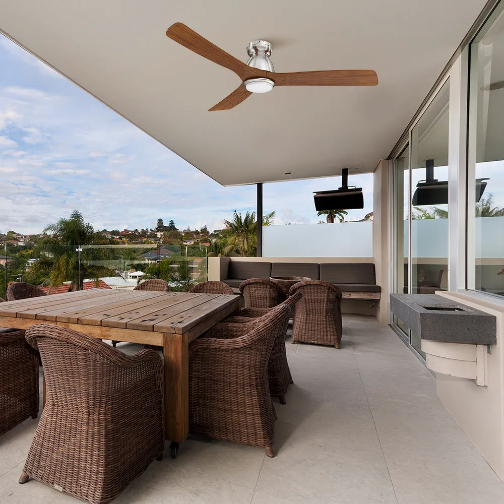 Oswego Smart Low Profile Outdoor/indoor Fan with LED Light Remote 52”