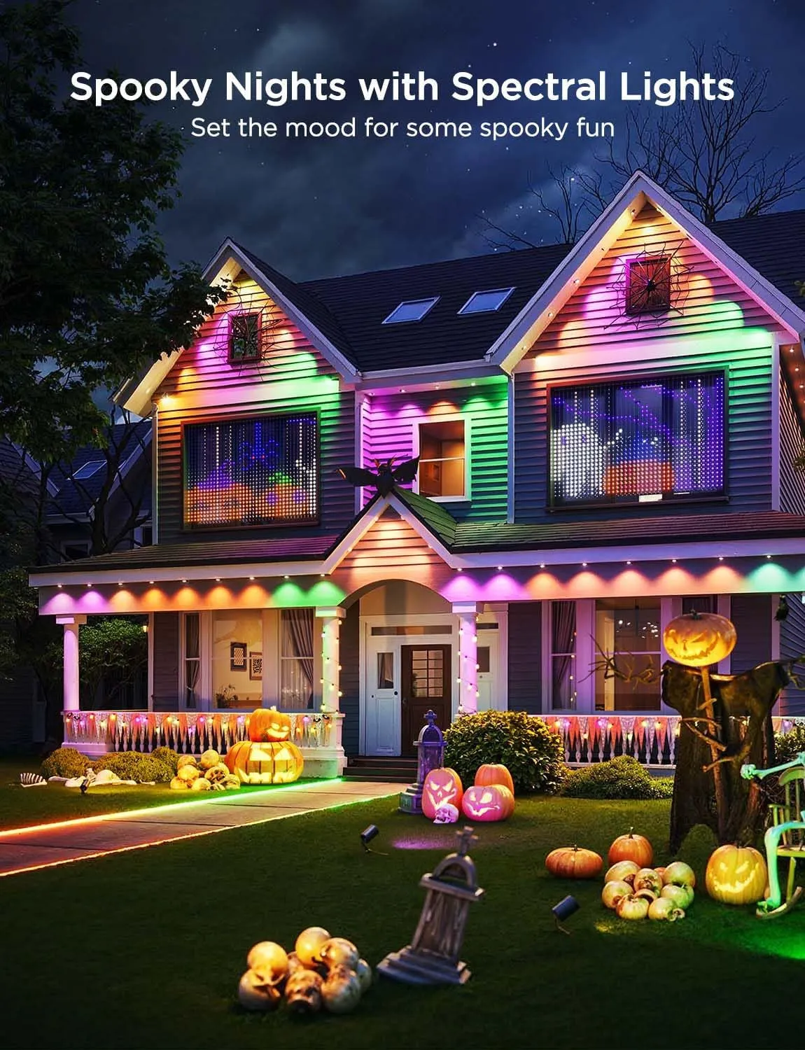 Permanent Outdoor Lights Pro, 150Ft with 90 RGBIC LED Lights for Daily and Accent Lighting, 75 Scene Modes for Halloween, IP67 Waterproof, Works with Alexa, Google Assistant, Matter, White