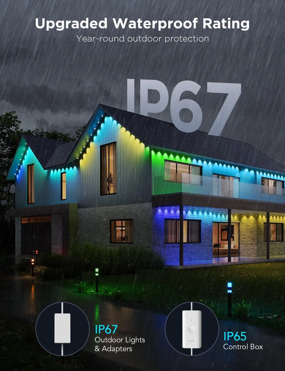 Permanent Outdoor Lights Pro, 150Ft with 90 RGBIC LED Lights for Daily and Accent Lighting, 75 Scene Modes for Halloween, IP67 Waterproof, Works with Alexa, Google Assistant, Matter, White