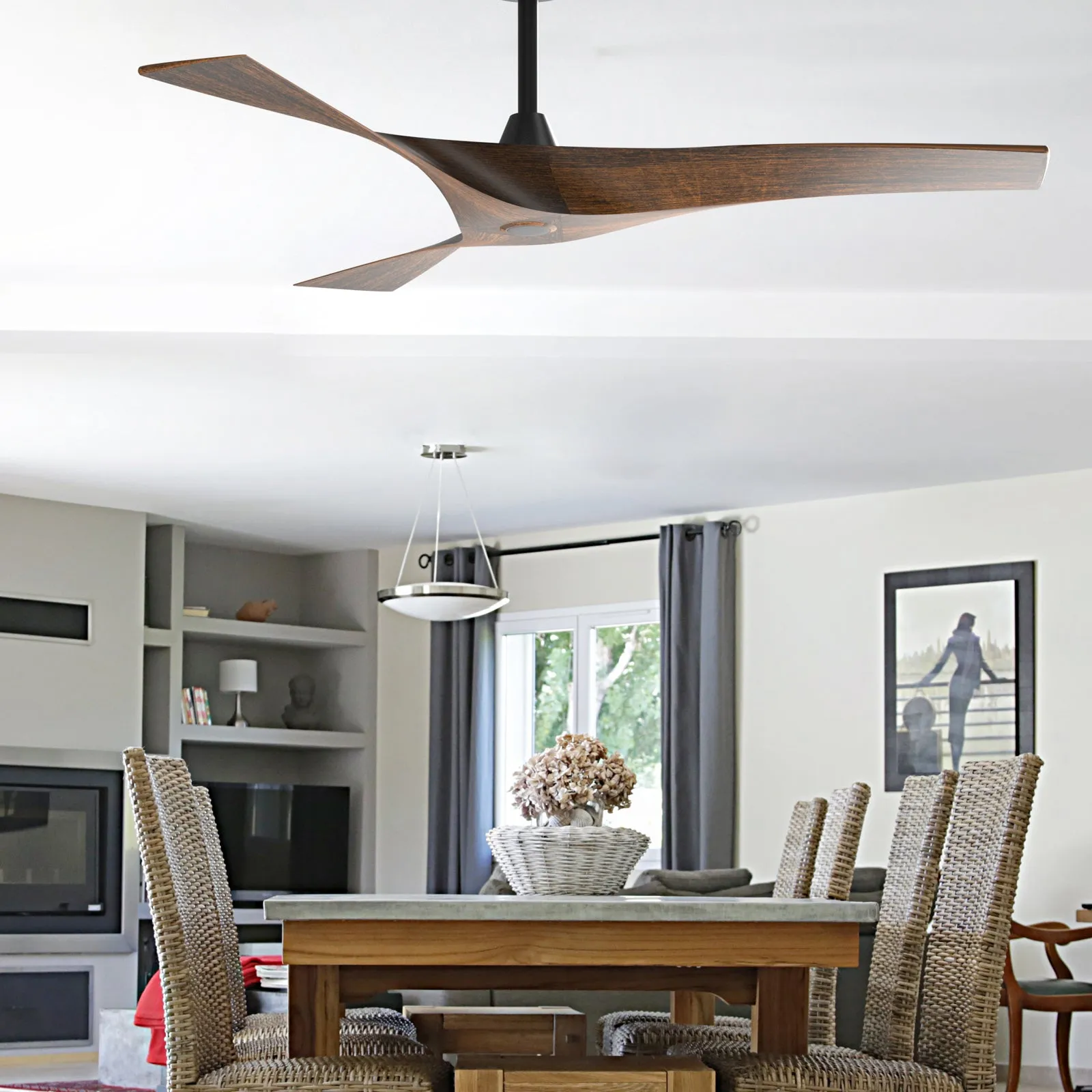 PERTH 132cm / 52 inch 3 Blade DC Modern Ceiling Fan Walnut in Hand Painted