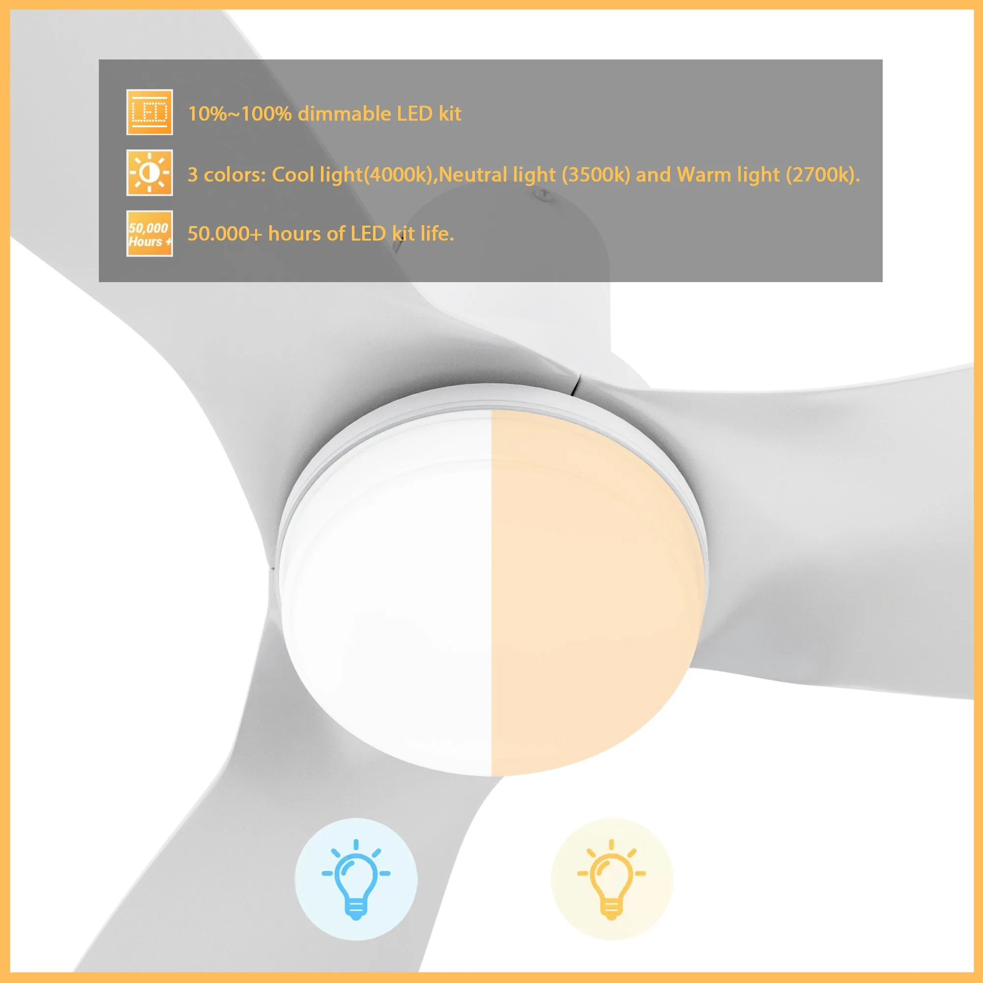 Prescott Low Profile Smart Fan with LED light and Remote 45 Inch