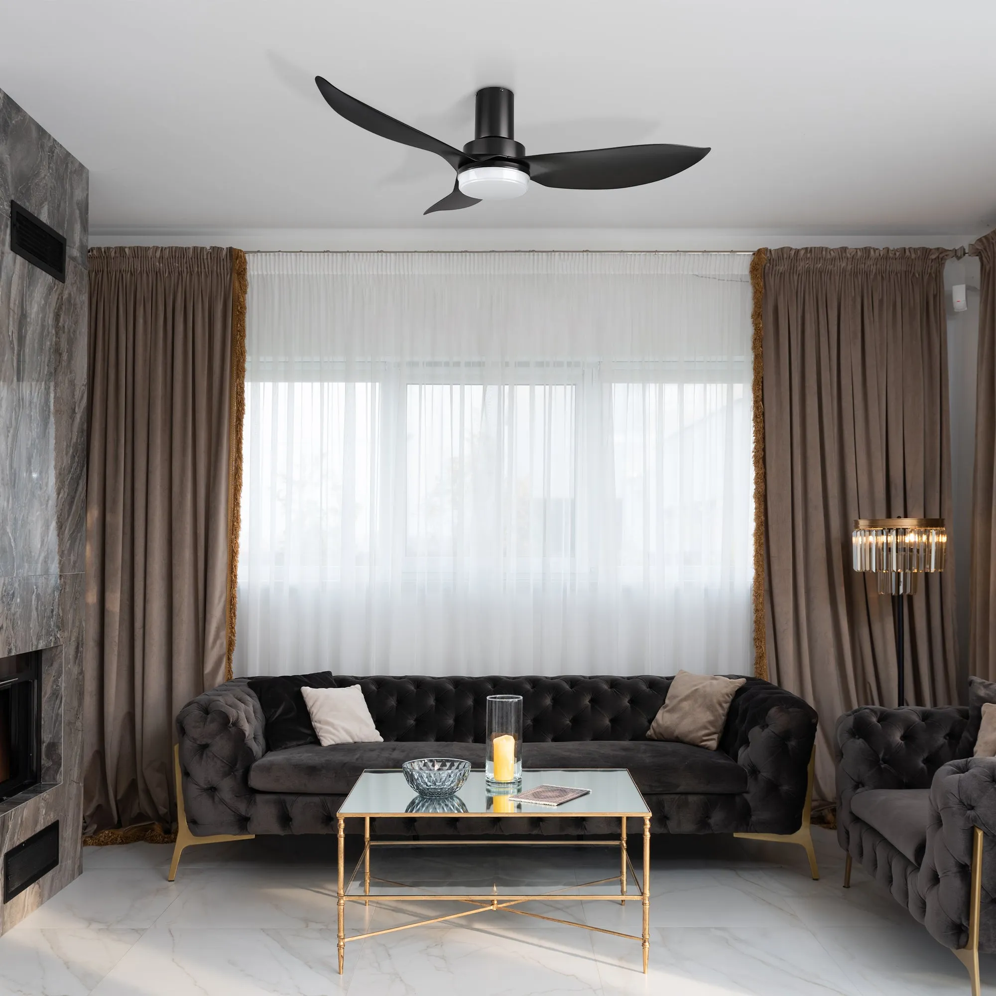Prescott Low Profile Smart Fan with LED light and Remote 45 Inch