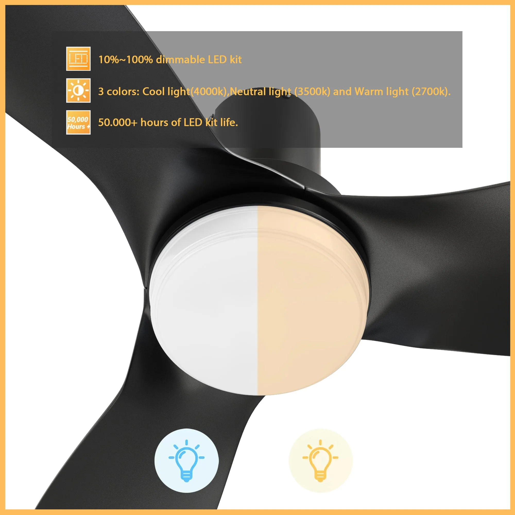 Prescott Low Profile Smart Fan with LED light and Remote 45 Inch