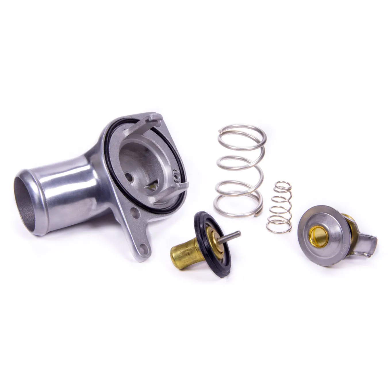 PRW INDUSTRIES 1-1/2" ID Hose Water Neck and Thermostat 180 Degree Thermostat Replacement Aluminum - Polished
