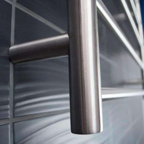 Radiant 12V Round 7 Bar Heated Towel Ladder 600w x 800h - Brushed SS