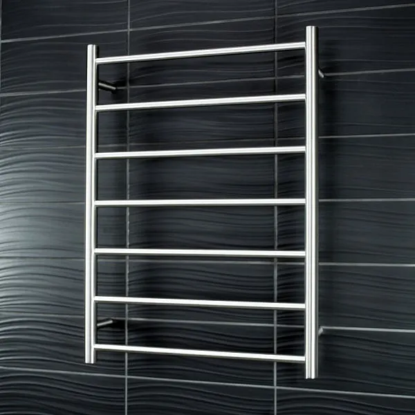 Radiant 12V Round 7 Bar Heated Towel Ladder 600w x 800h - Brushed SS