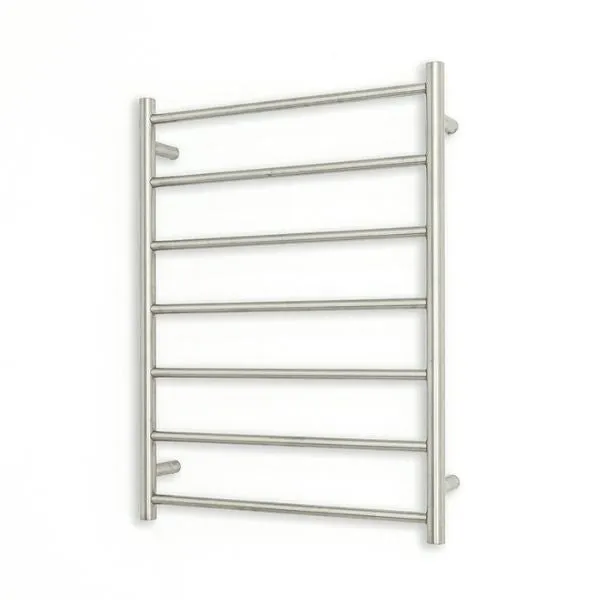 Radiant 12V Round 7 Bar Heated Towel Ladder 600w x 800h - Brushed SS