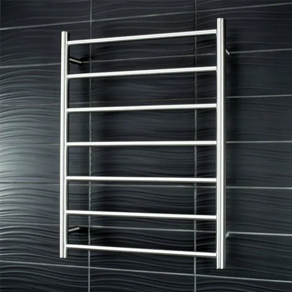 Radiant Round 7 Bar Heated Rail 600mmx800mm Brushed Stainless Steel
