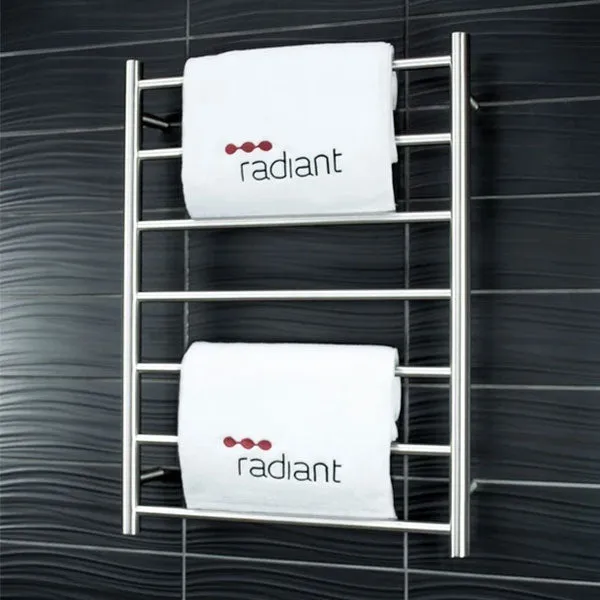 Radiant Round 7 Bar Heated Rail 600mmx800mm Brushed Stainless Steel