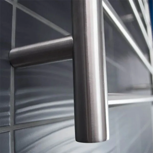Radiant Round 7 Bar Heated Rail 600mmx800mm Brushed Stainless Steel