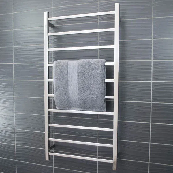 Radiant Square 10 Bar Heated Rail 600mmx1200mm Polished Stainless Steel