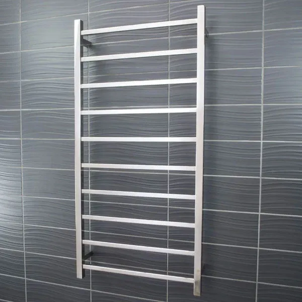 Radiant Square 10 Bar Heated Rail 600mmx1200mm Polished Stainless Steel