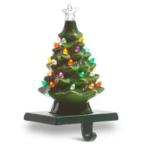 Retro Ceramic Tree Stocking Holder with LED - Green
