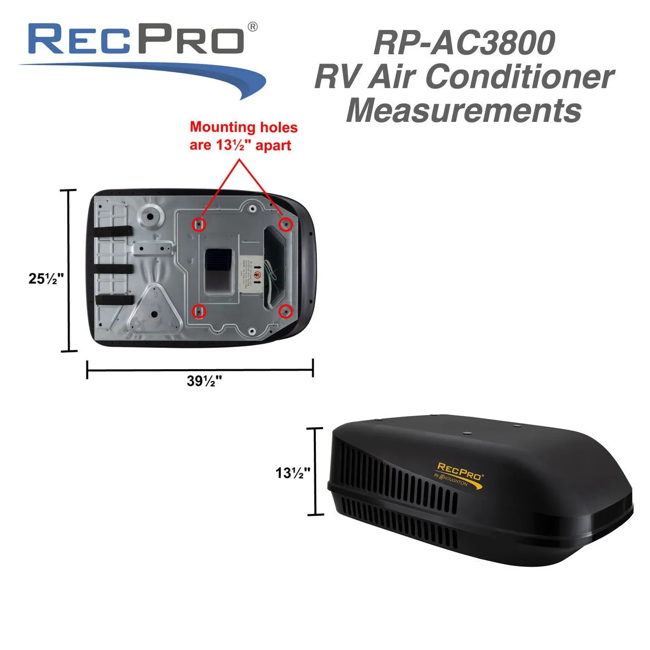 RV Air Conditioner 15K Quiet AC Unit with Heat Pump, Remote Control [RecPro]