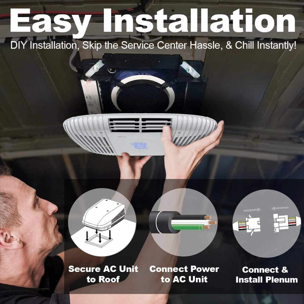 RV Air Conditioner 15K Quiet AC Unit with Heat Pump, Remote Control [RecPro]