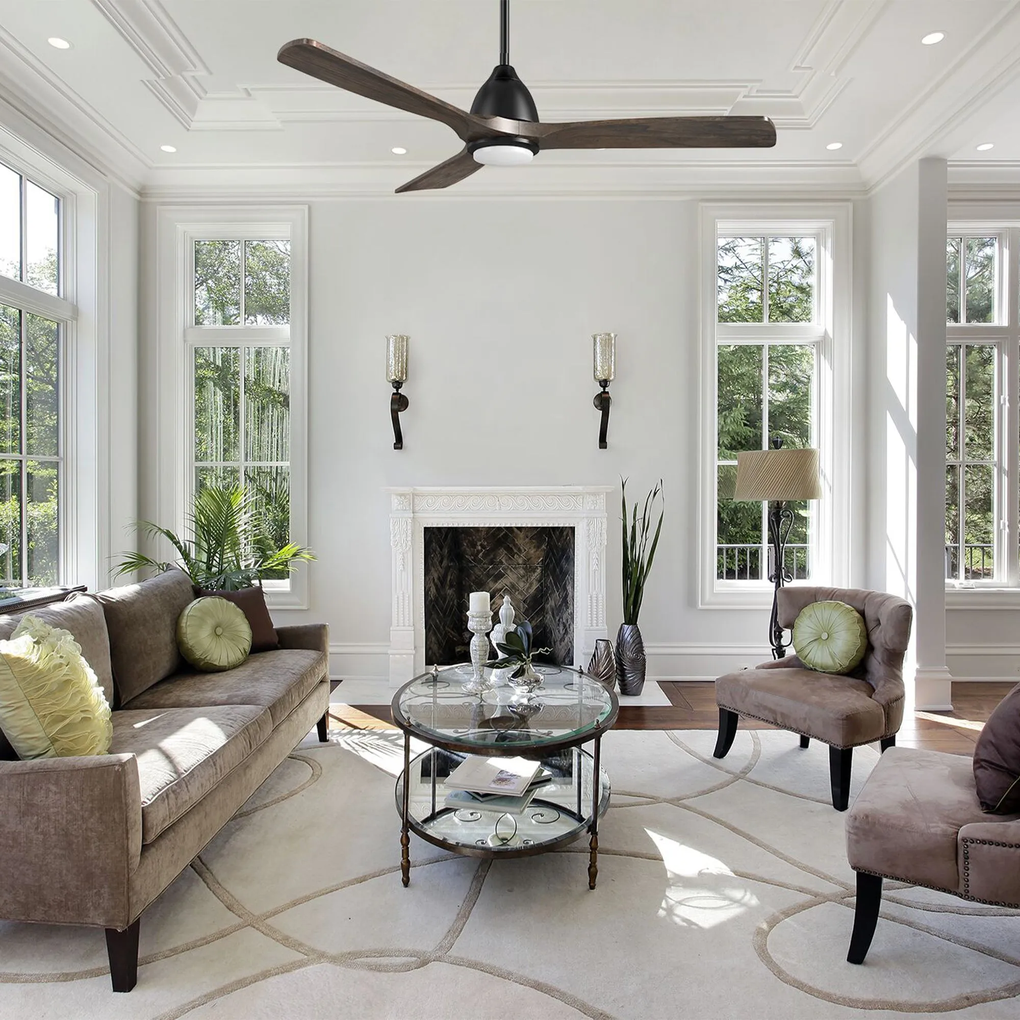 Sawyer Smart Ceiling Fan with LED Light and Remote Outdoor/Indoor 48"