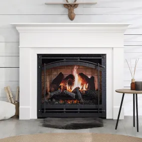 SimpliFire 36-in Inception Firebox with Wescott Mantel & Chateau Forge Decorative Front