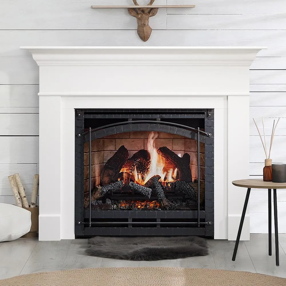 SimpliFire 36-in Inception Firebox with Wescott Mantel & Chateau Forge Decorative Front