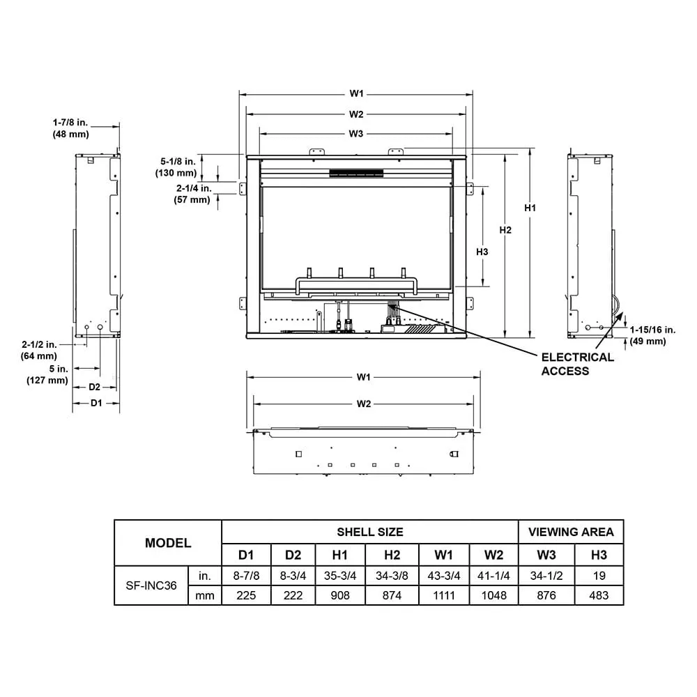 SimpliFire 36-in Inception Firebox with Wescott Mantel & Folio Decorative Front