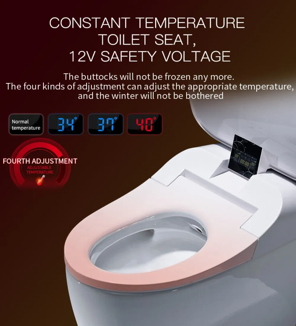 SLT680 | Luxury Smart Toilet One-Piece Floor Mounted HD Screen &Remote Control Simple Fashionable Design- Black