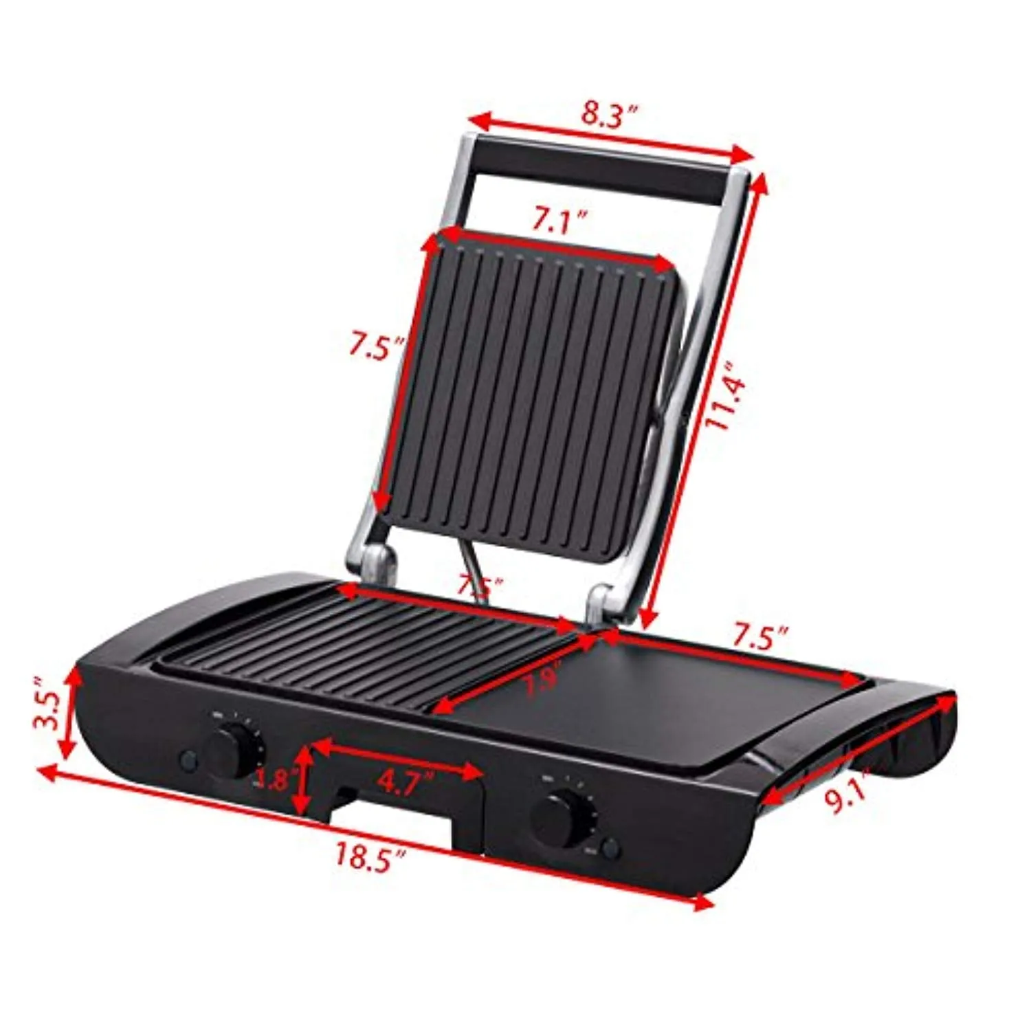 Smokeless Non-Stick Indoor Grill with Two Temperature Control & Indicator Light