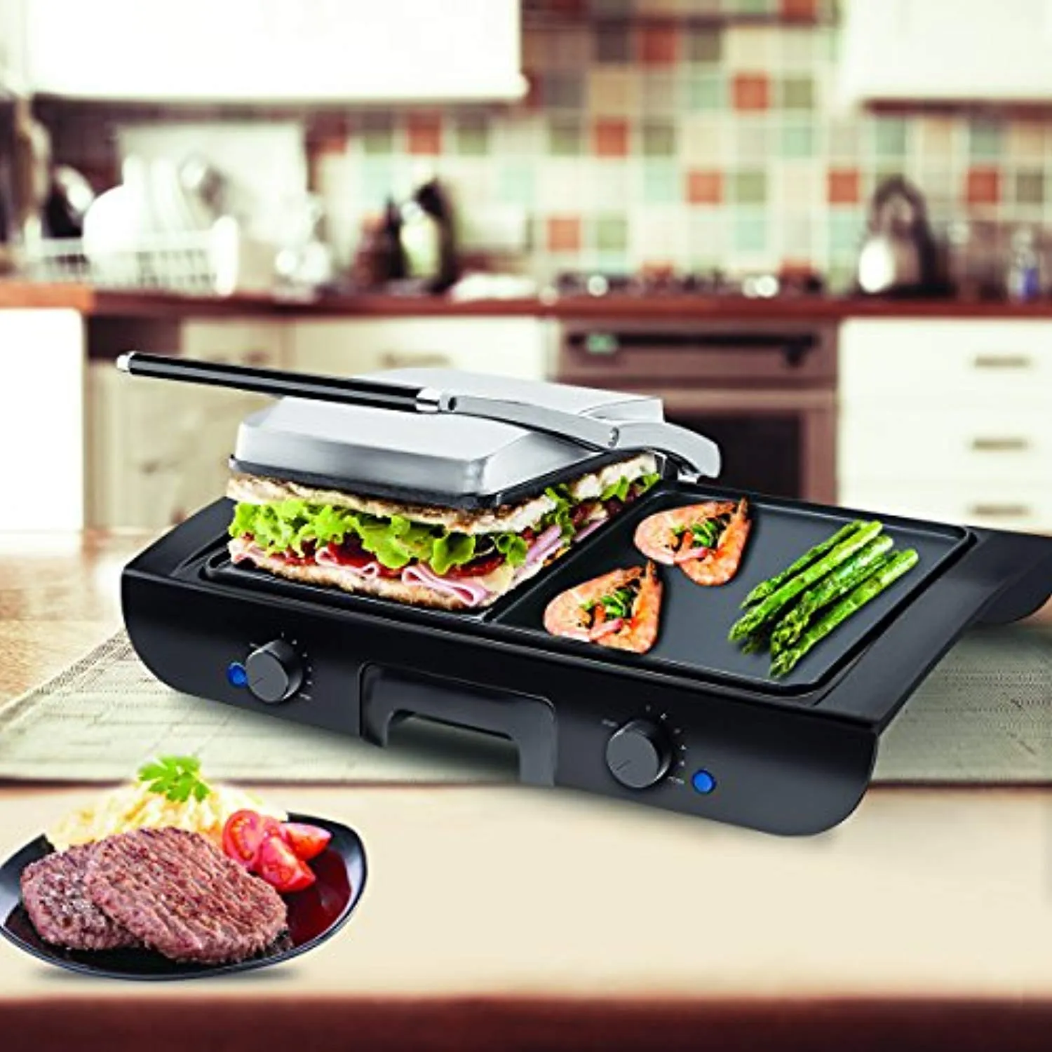 Smokeless Non-Stick Indoor Grill with Two Temperature Control & Indicator Light