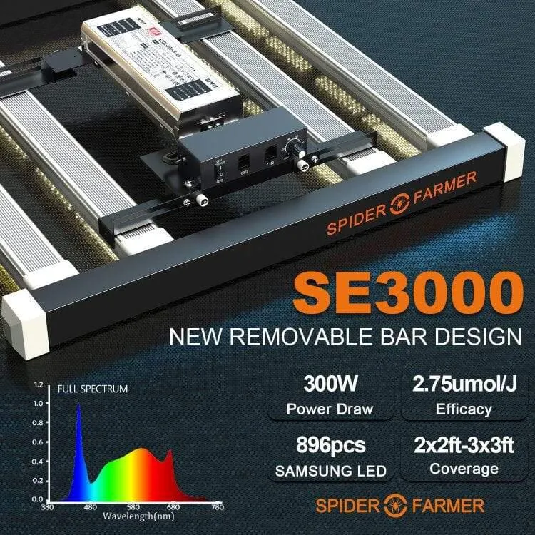 Spider Farmer SE3000 LED Grow Light (300w)