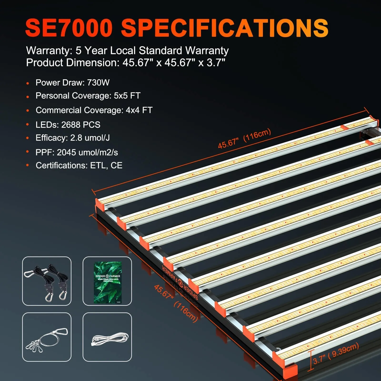 Spider Farmer® SE7000 730W Full Spectrum LED Grow Light