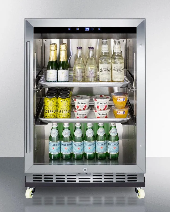 Summit 24" Wide Outdoor Mini Reach-In Beverage Center with Dolly - SCR611GLOSRI