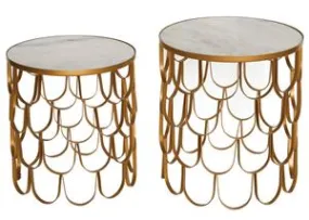 Table Art Deco Fans-White Marble